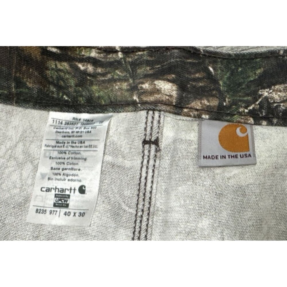 Vintage Carhartt Camo Pants Mens 40x30 RealTree Dungarees Canvas USA B235 NWOT - Picture 3 of 14